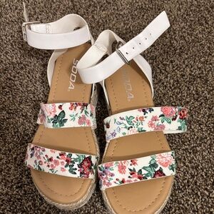 Soda Floral Print Kids Sandals with White Straps